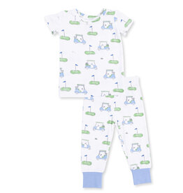 Angel Dear Golf Carts Blue - Short Sleeve Loungewear Set