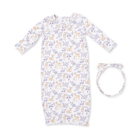Angel Dear Floral Deer - Kimono Gown and Knot Headband 0-3m