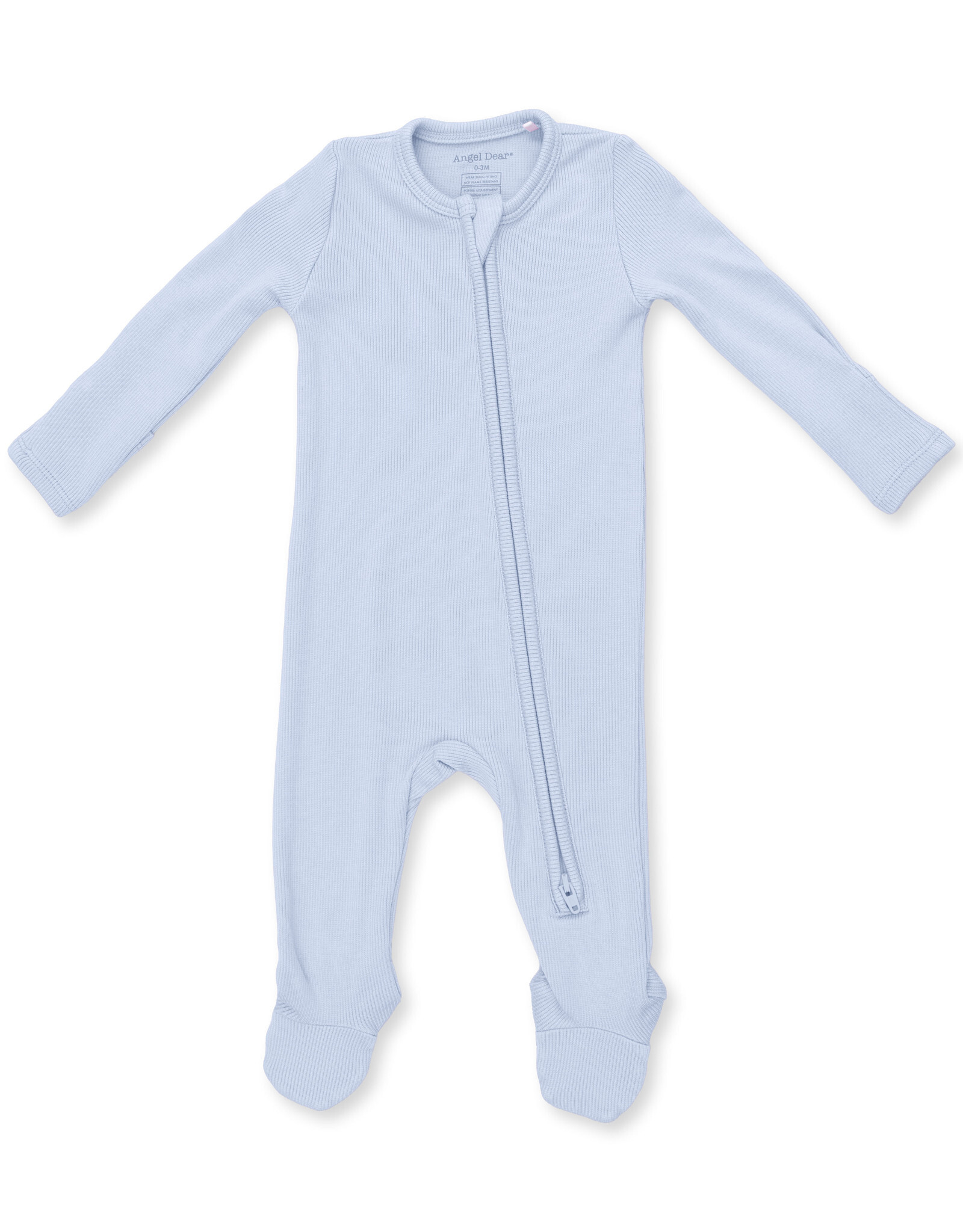 Angel Dear Solid Sheer Blue Rib - 2 Way Zipper Footie