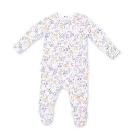 Angel Dear Floral Deer - 2 Way Ruffle Back Zipper Footie