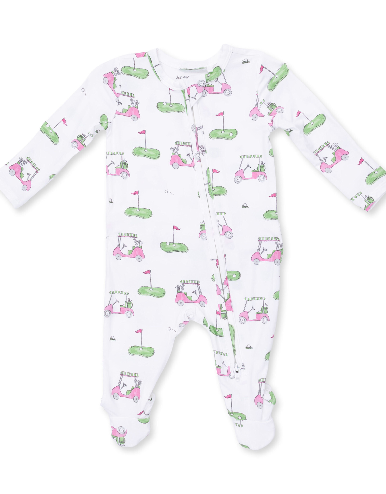 Angel Dear Golf Carts Pink - 2 Way Ruffle Back Zipper Footie