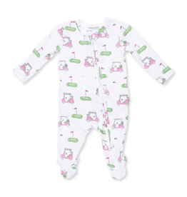 Angel Dear Golf Carts Pink - 2 Way Ruffle Back Zipper Footie