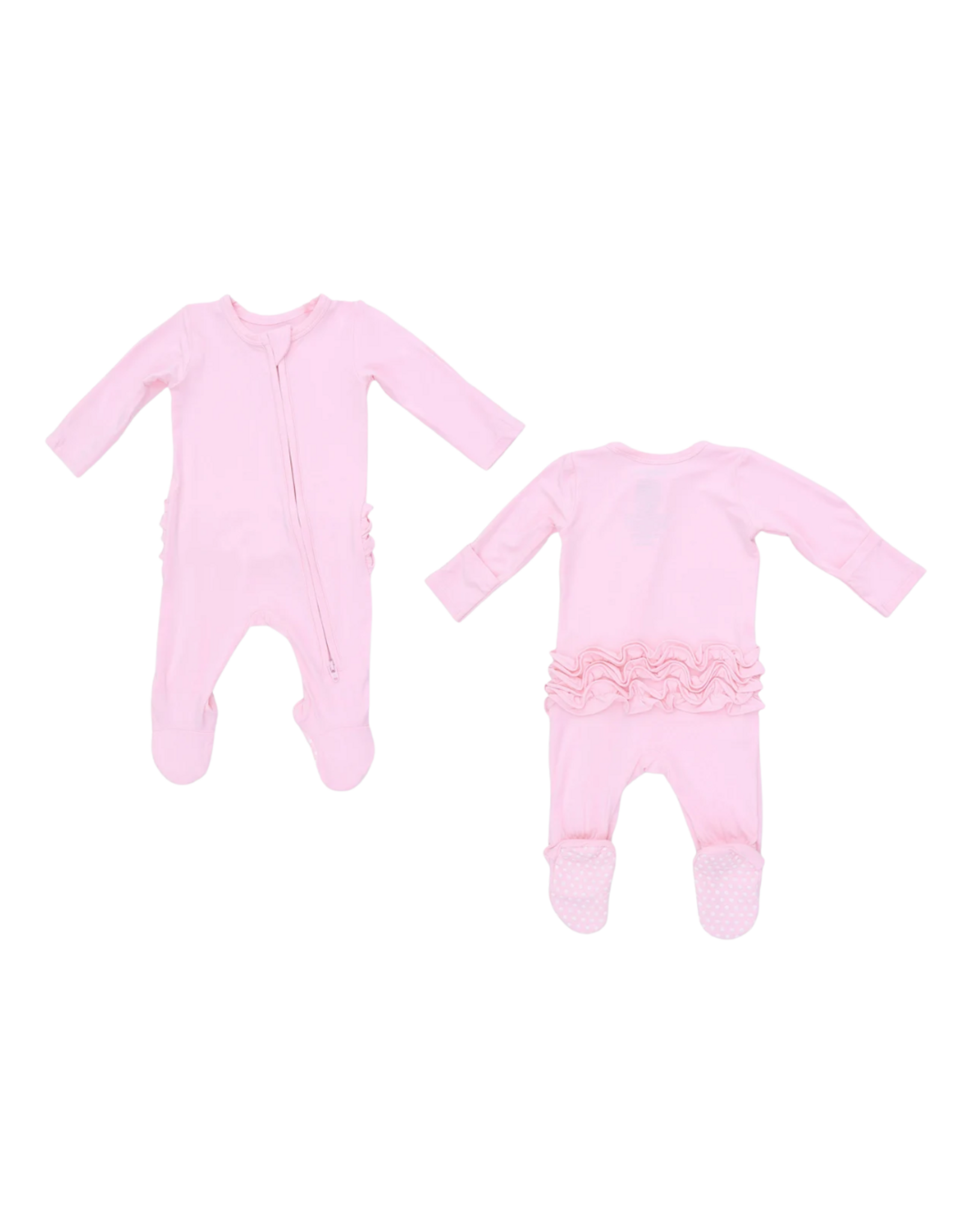 Angel Dear Solid Pink A Boo - 2 Way Ruffle Back Zipper Footie