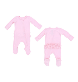 Angel Dear Solid Pink A Boo - 2 Way Ruffle Back Zipper Footie