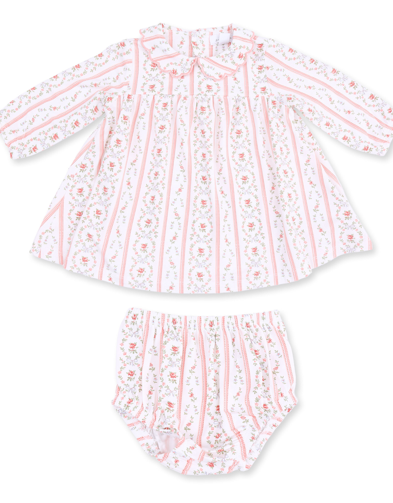 Angel Dear Marnie Rosebud Stripe - Long Sleeve Petal Collar Dress and Bloomer