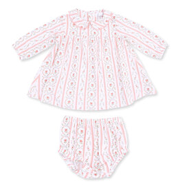 Angel Dear Marnie Rosebud Stripe - Long Sleeve Petal Collar Dress and Bloomer