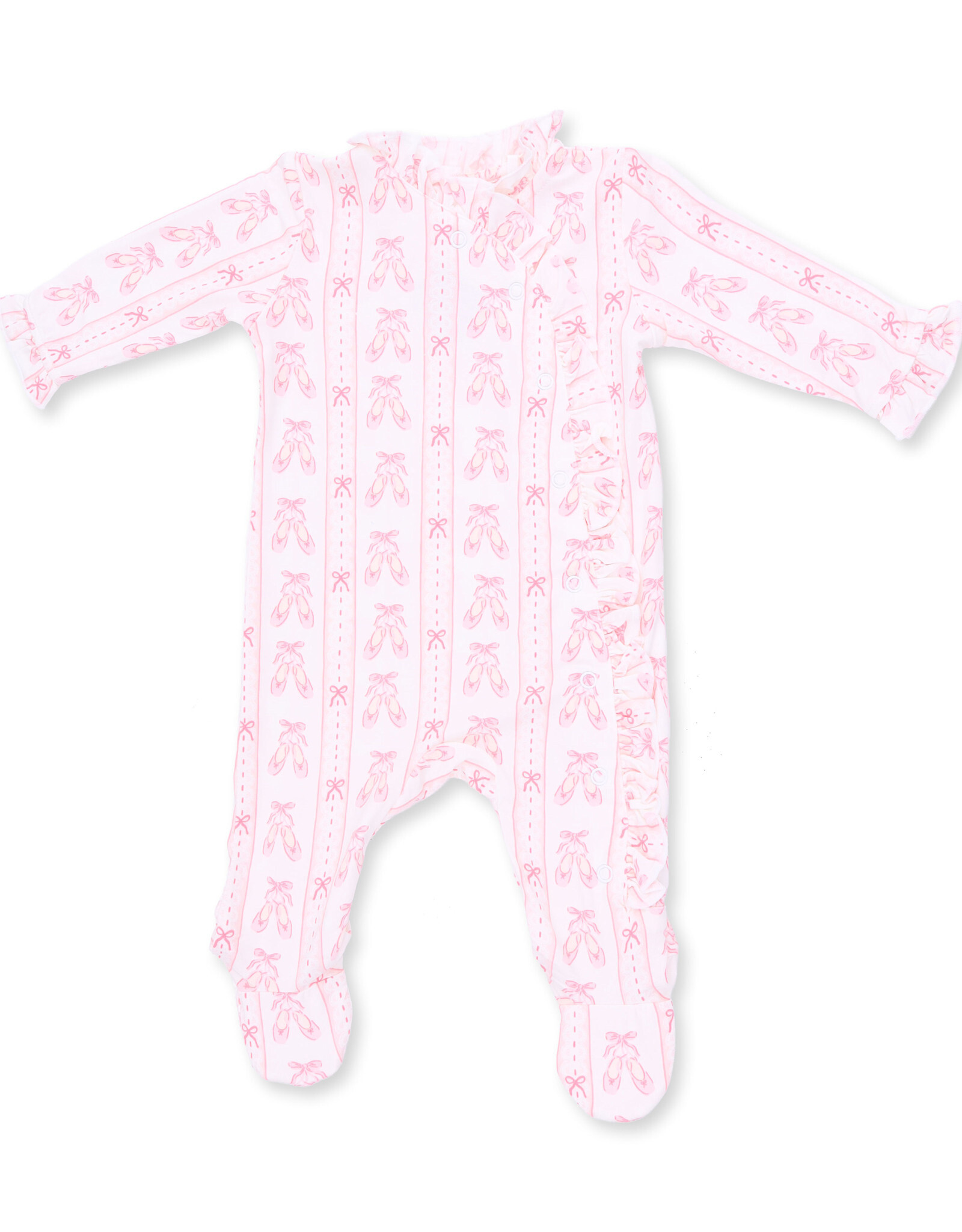 Angel Dear Ballet Shoes Ribbon Stripe - Kimono Ruffle Snap Footie