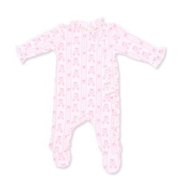 Angel Dear Ballet Shoes Ribbon Stripe - Kimono Ruffle Snap Footie