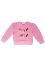 Lulu Bebe LLC Lily Candy Cane  Pink Sequin Long Puff Sleeve Shirt