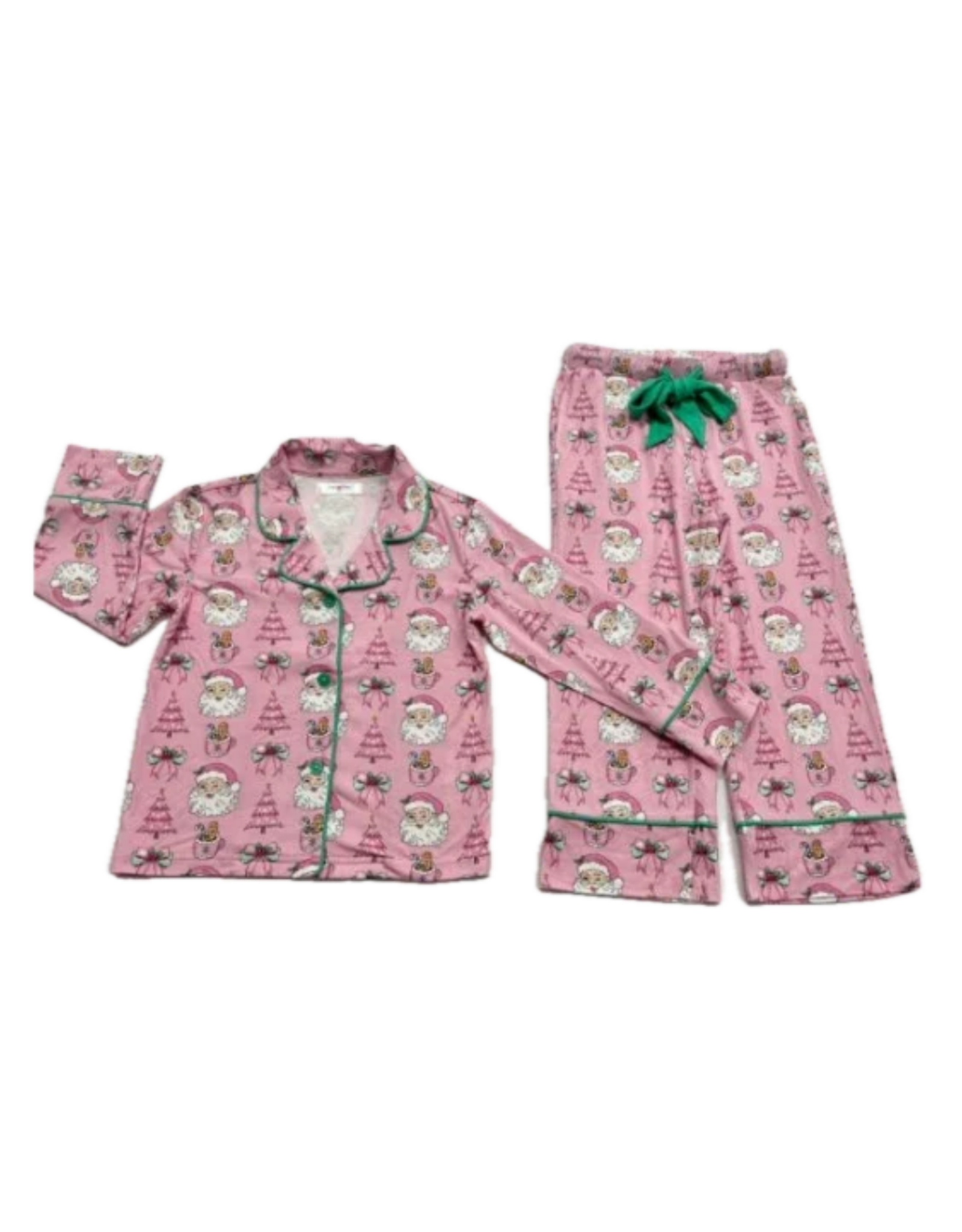 Lulu Bebe LLC Santa Viscose Button Down PJs Set