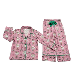 Lulu Bebe LLC Santa Viscose Button Down PJs Set