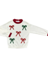 Lulu Bebe LLC Iris LS Sweater, Xmas Bows Trim