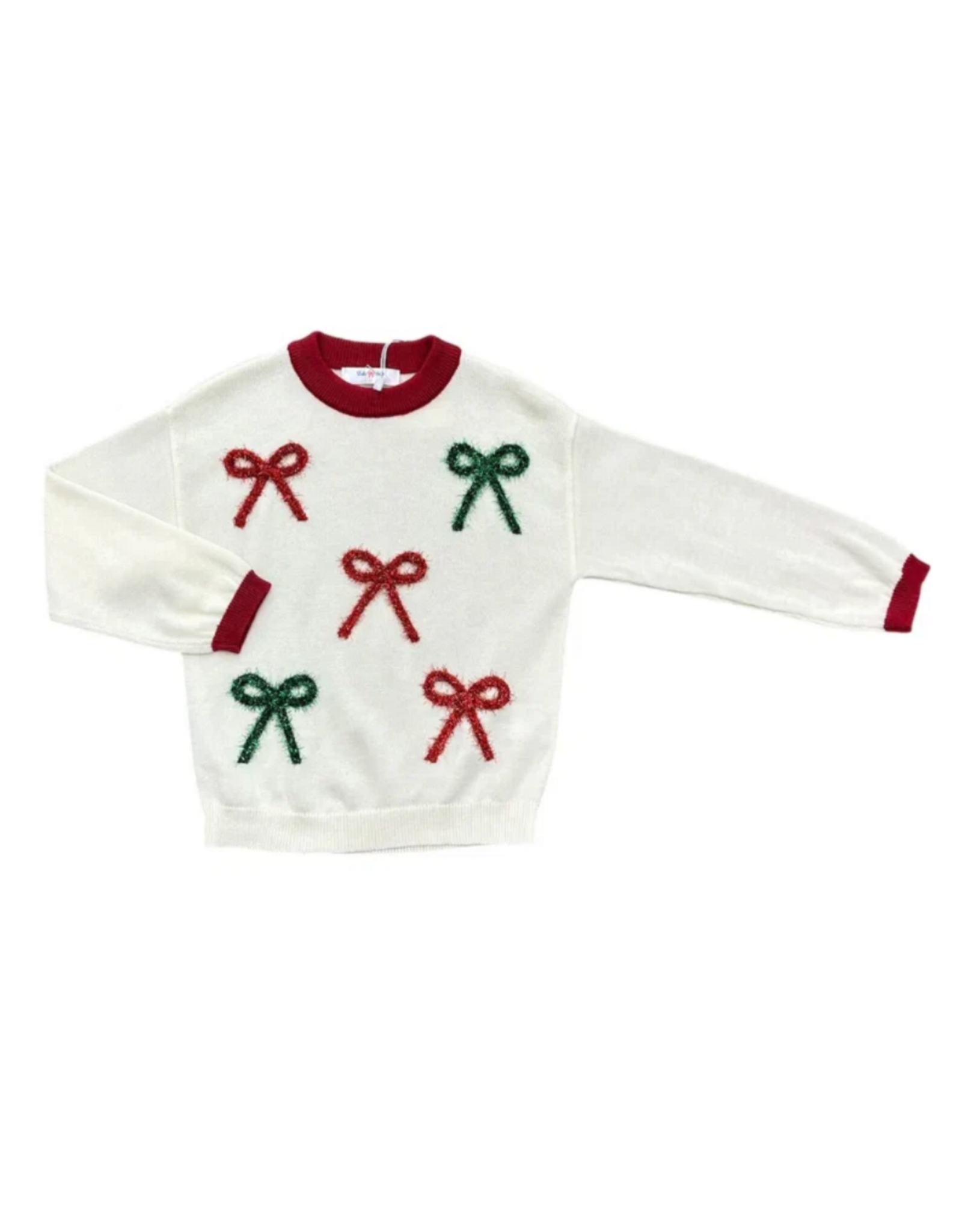Lulu Bebe LLC Iris LS Sweater, Xmas Bows Trim