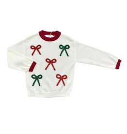 Lulu Bebe LLC Iris LS Sweater, Xmas Bows Trim