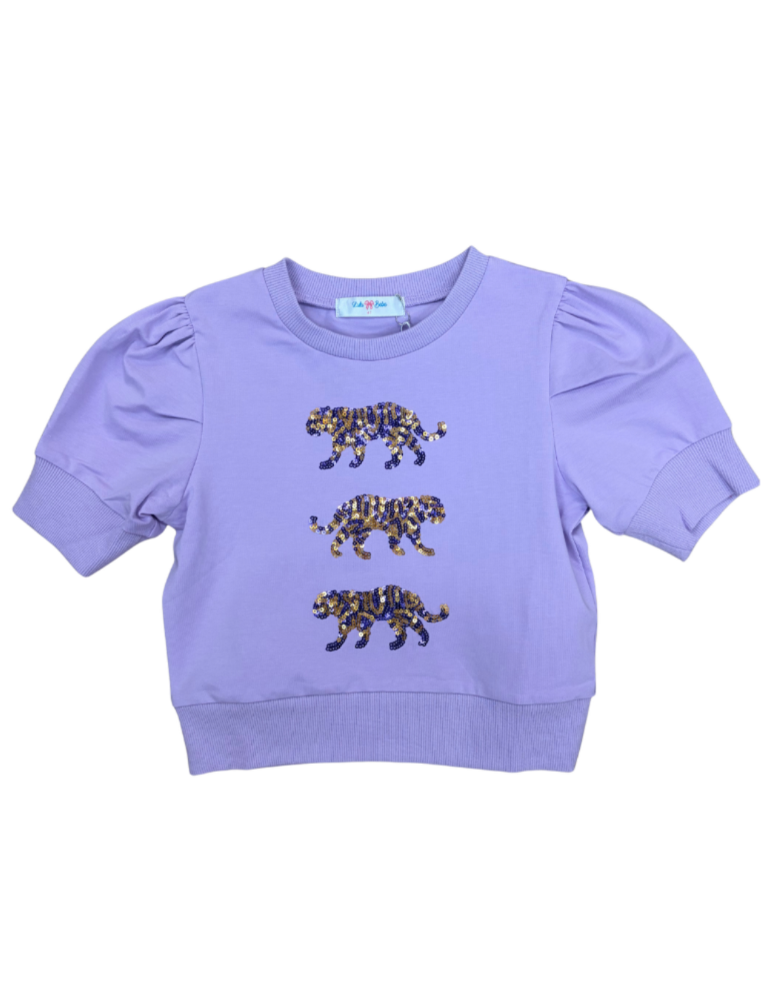 Lulu Bebe LLC Sequin Tiger  Penny Shirt, Lavender