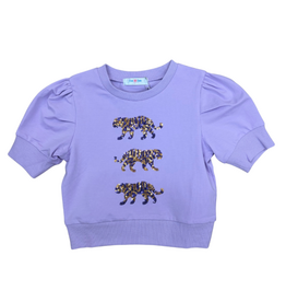 Lulu Bebe LLC Sequin Tiger  Penny Shirt, Lavender