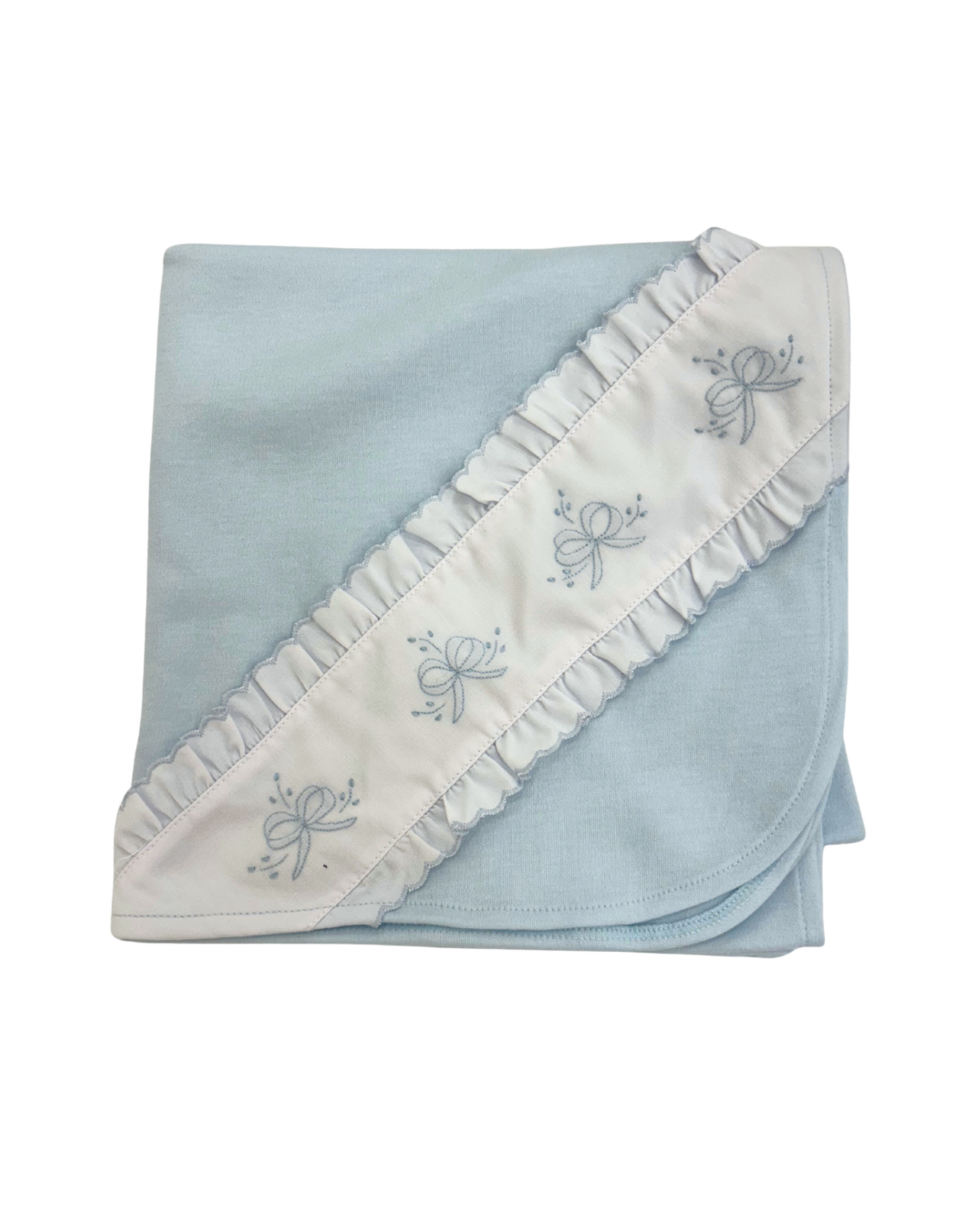Auraluz Blue Knit Blanket Bows/Leaves