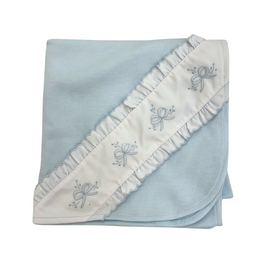 Auraluz Blue Knit Blanket Bows/Leaves