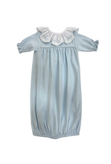 Auraluz Blue Knit Ruffle Collar Saque Bows/Leaves