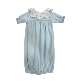 Auraluz Blue Knit Ruffle Collar Saque Bows/Leaves