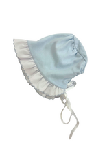 Auraluz Blue/White Knit Ruffle Bonnet