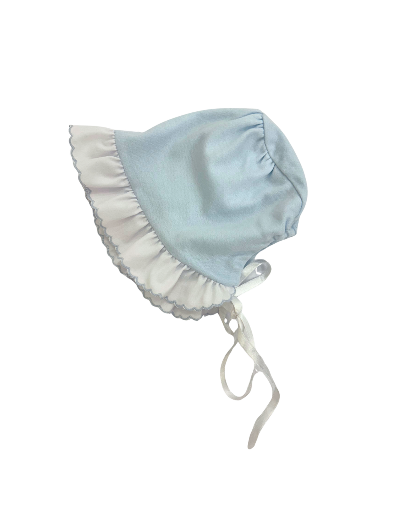 Auraluz Blue/White Knit Ruffle Bonnet