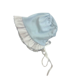 Auraluz Blue/White Knit Ruffle Bonnet