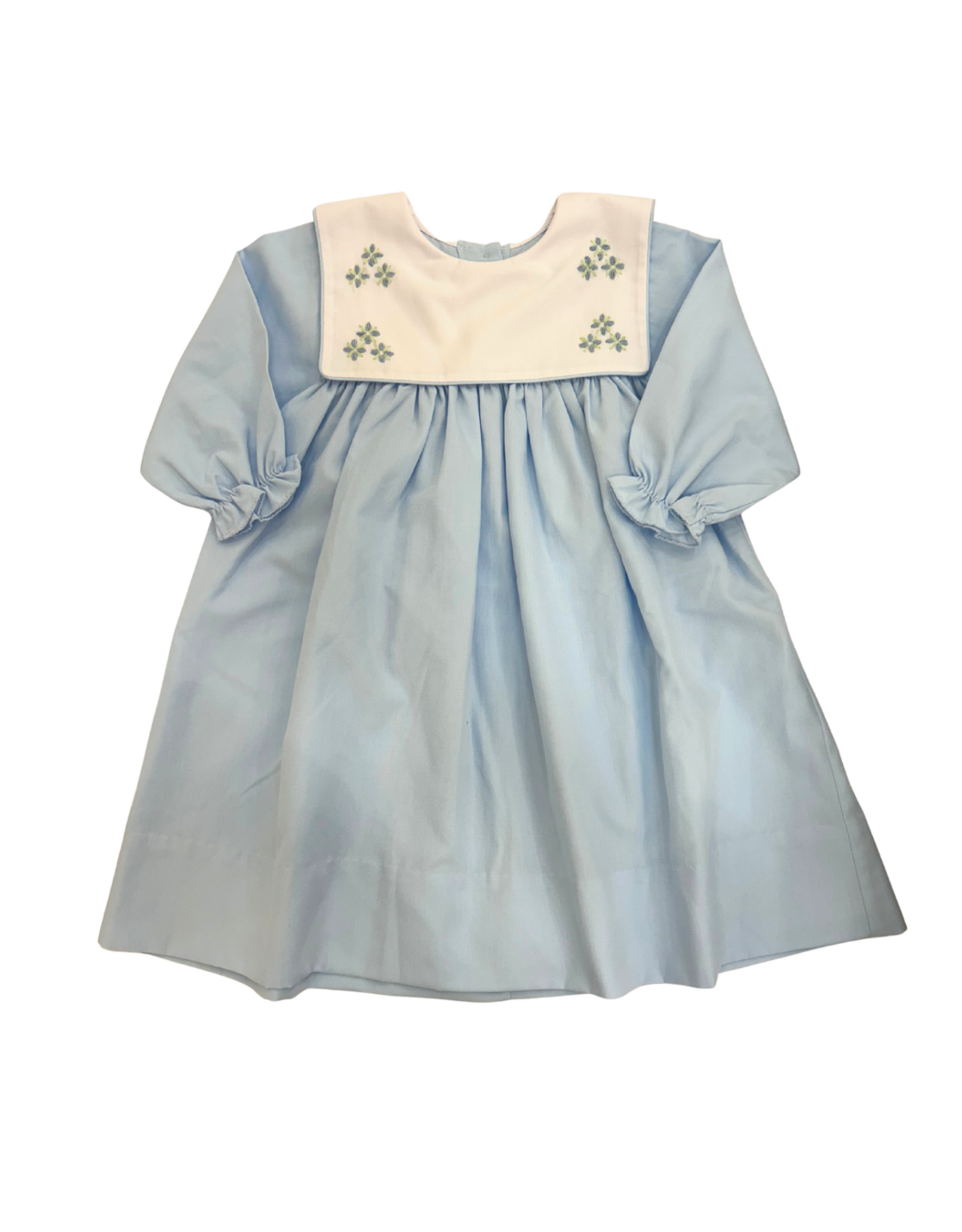 Auraluz Blue Long Sleeve Rosebud Square Collar Dress