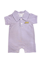 Lulu Bebe LLC Purple Stripe Tiger Polo Romper