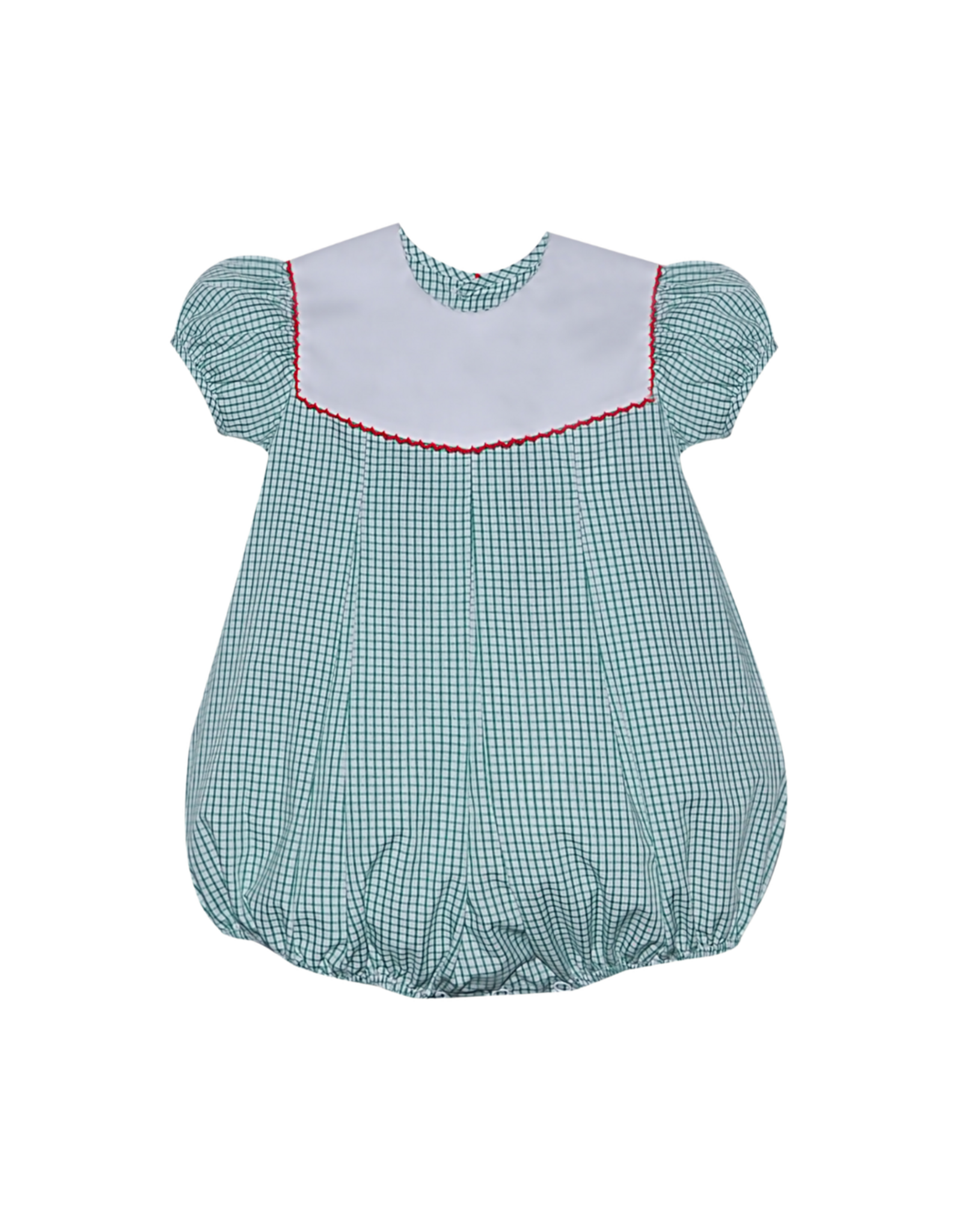 Remember Nguyen Green Reese Bubble Picot Collar w/ Red Trim