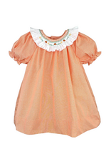 Petit Ami Pumpkin Smocked Orange Gingham Dress