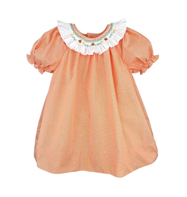 Petit Ami Pumpkin Smocked Orange Gingham Dress