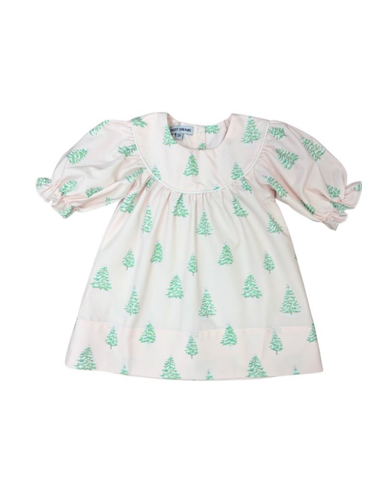Sweet Dreams Christmas Tree Print Pink Dress