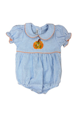 Sweet Dreams Girl's Blue Stripe Bubble, Emb Pumpkin