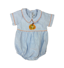 Sweet Dreams Boy's Blue Stripe Bubble, Emb Pumpkin