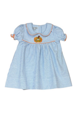 Sweet Dreams Blue Stripe Dress, Emb Pumpkin