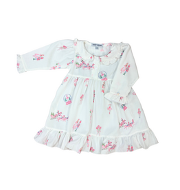 Sweet Dreams Pink Nutcracker Print White Gown