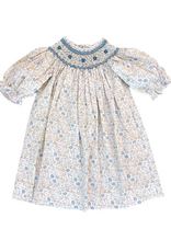 Sweet Dreams Ashley Blue Bow Floral Print Smocked Dress