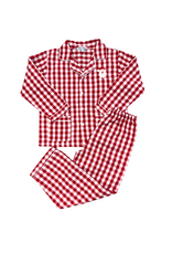 Sweet Dreams Red Gingham Santa Embroidered PJs