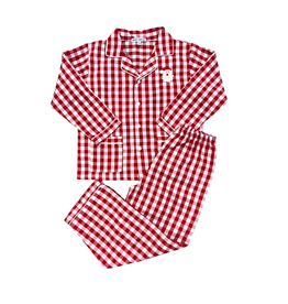 Sweet Dreams Red Gingham Santa Embroidered PJs