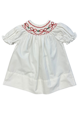 Sweet Dreams Red Bows & Garland White Smocked Dress