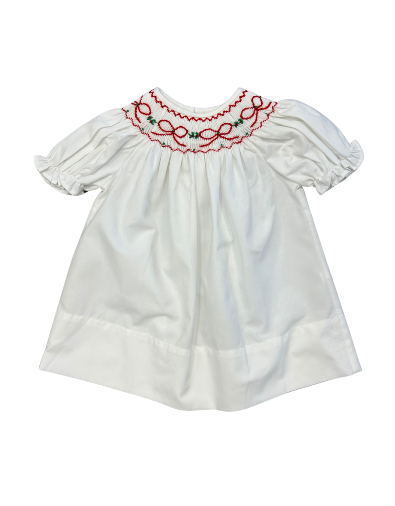 Sweet Dreams Red Bows & Garland White Smocked Dress