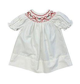 Sweet Dreams Red Bows & Garland White Smocked Dress
