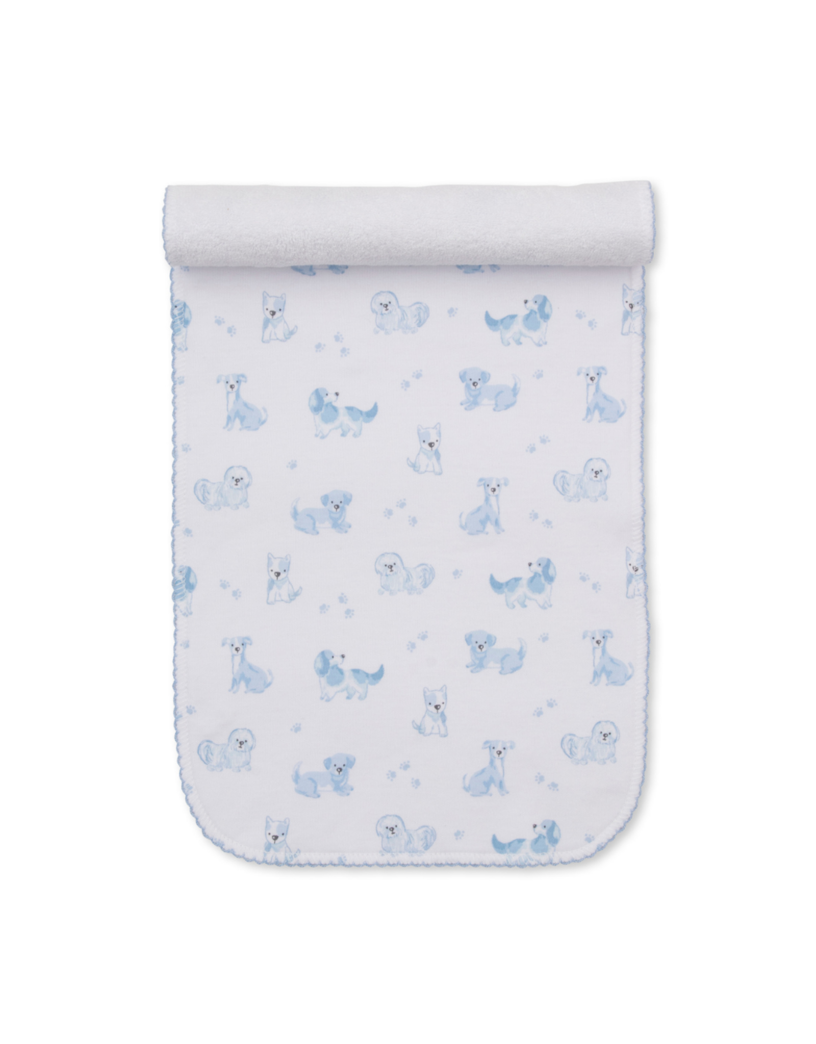 Kissy Kissy Puppy Paws Blue Print Burp Cloth