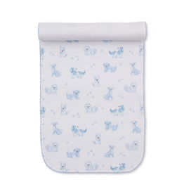 Kissy Kissy Puppy Paws Blue Print Burp Cloth