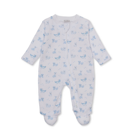 Kissy Kissy Puppy Paws Blue Print Zip Footie