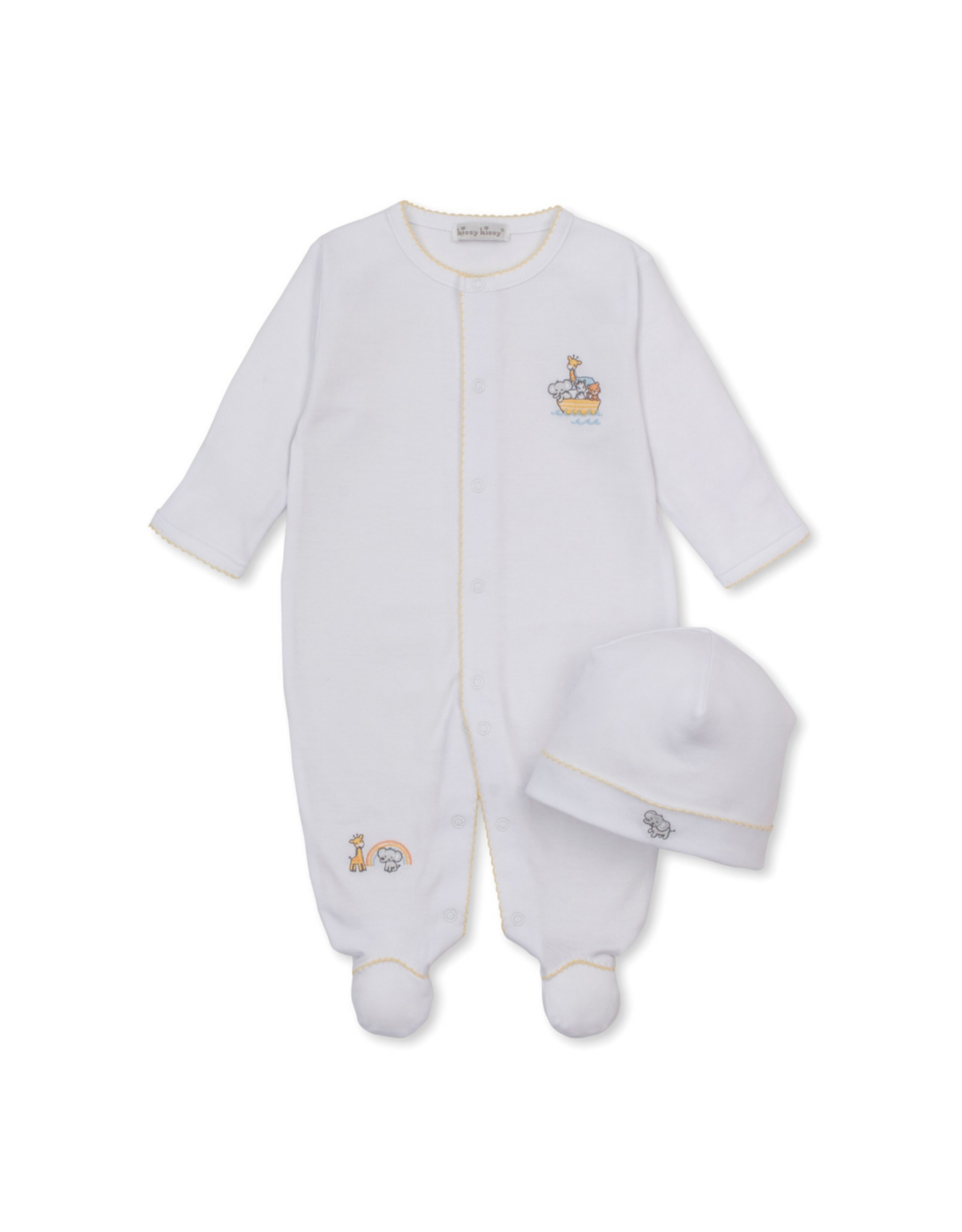 Kissy Kissy Noahs Journey Embr Footie/Hat Set