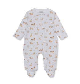 Kissy Kissy Puppy Paws Brown Print Zip Footie