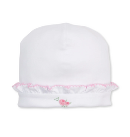 Kissy Kissy White/Pink Hat with Hand Emb, SCE Cottage Roses
