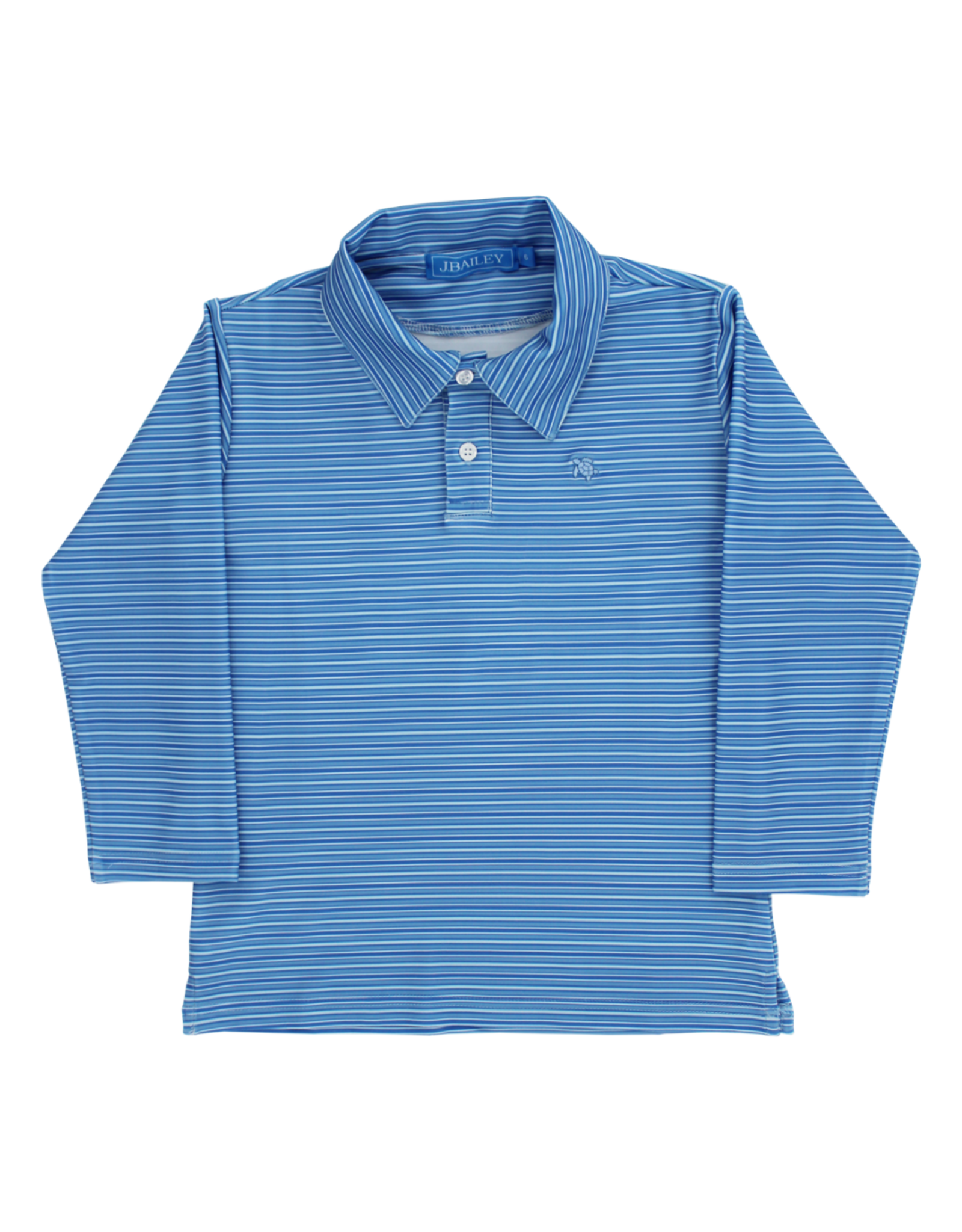 The Bailey Boys Harry LS Striped Performance Polo, Atlantic Blue